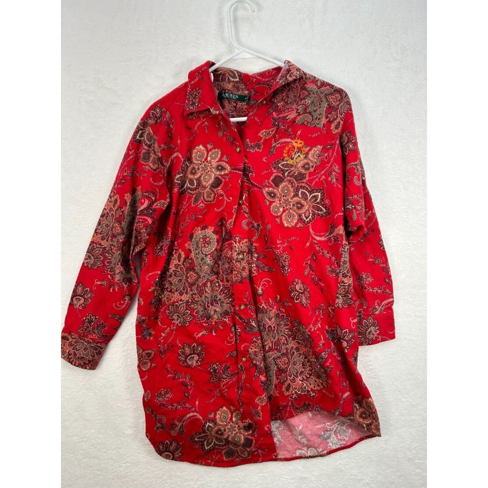 Lauren Ralph Lauren Button Up Paisley‎ Sleep Shrit Red Size XS